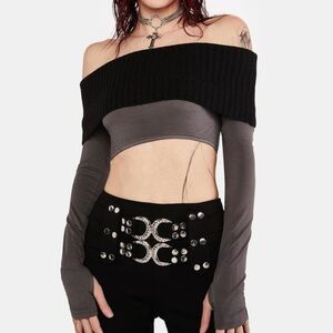 NWOT! The Kript Off The Shoulder Binita Sweater Crop Top